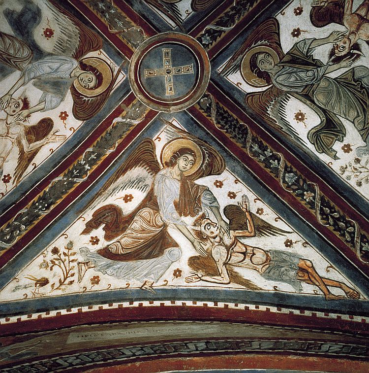Cathédrale d'Anagni, une fois la crypte: les anges qui détiennent les quatre démons ou les vents de destruction dans images sacrée 06r_03_02