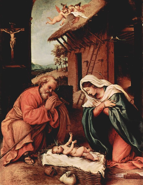 Lorenzo Lotto, Natività, 1523, Washington, National Gallery of Art dans immagini sacre img01
