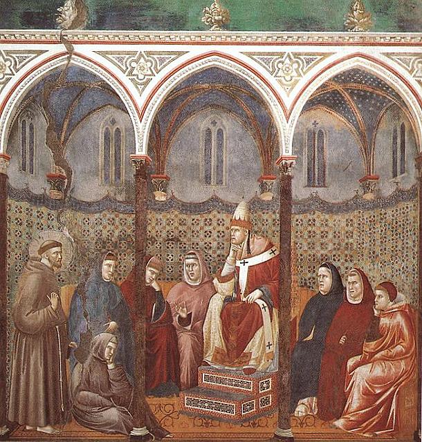 Onorio III ascolta la predica di Francesco