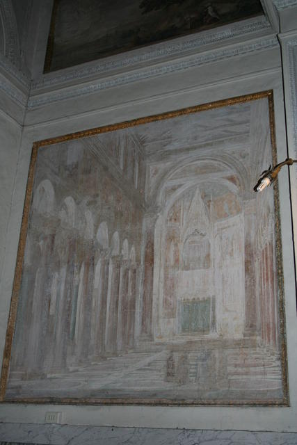 La basilica di San Giovanni in Laterano (immediatamente prima dell'intervento del Borromini): affresco di Filippo Gagliardi (met