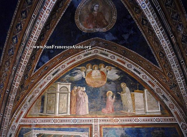Giotto, Maddalena portata dagli angeli a ricevere la comunione da S.Massimino (aprire la foto per la spiegazione)