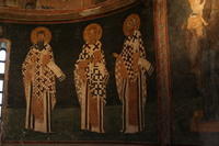 San Salvatore in Chora, Parekklesion, da destra S. Cirillo d'Alessandria, San Gregorio il Teologo, S. Basilio