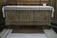 San Gregorio al Celio: paliotto con la Messa di San Gregorio (opera di Luigi Capponi, commissionata nel 1485 da Michele Bonsi)