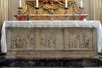 San Gregorio al Celio: paliotto con la Messa di San Gregorio (opera di Luigi Capponi, commissionata nel 1485 da Michele Bonsi)