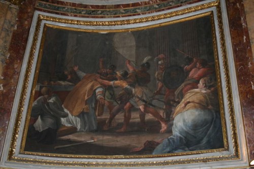 Affresco destro dell'abside: la cattura di San Marco ad Alessandria d'Egitto, mentre celebra (Borgognone)