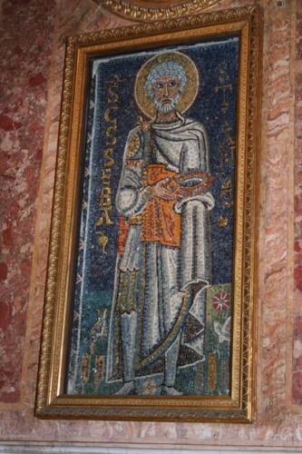 Il mosaico di San Sebastiano, realizzato nel 680, resto della decorazione musiva della basilica
