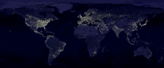 La terra di notte, foto NASA