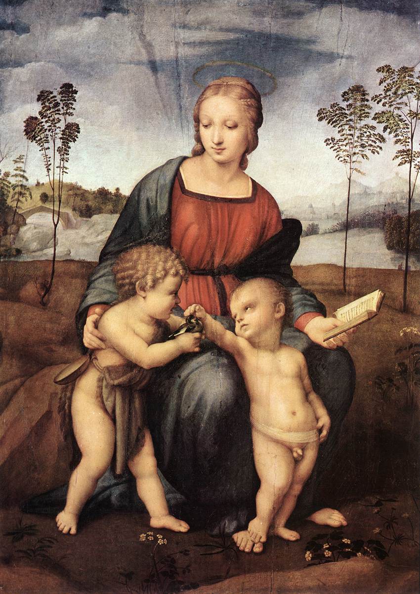 Raffaello, Madonna del cardellino (prima del restauro) Raffaello, Madonna del cardellino (prima del restauro)