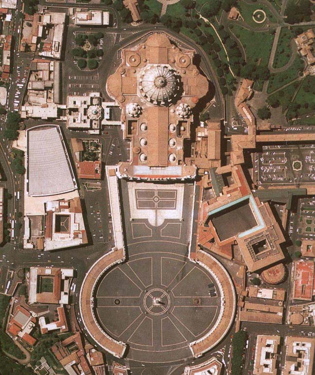 Vista aerea del colonnato di San Pietro