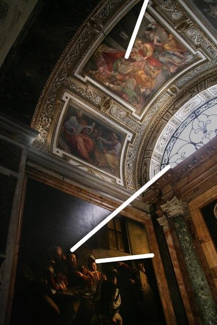 caravaggio con linee bianche