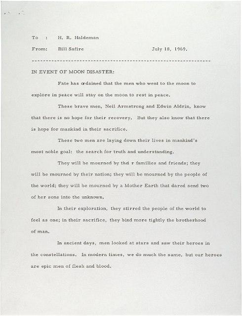 Apollo 11 telegramma in caso morte 1