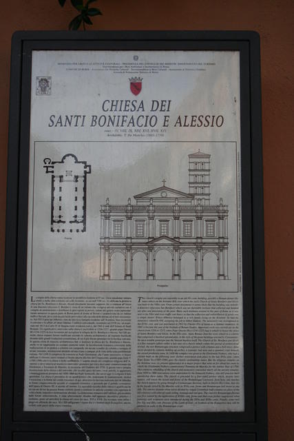 Pannello esplicativo della chiesa dei Santi Alessio e Bonifacio