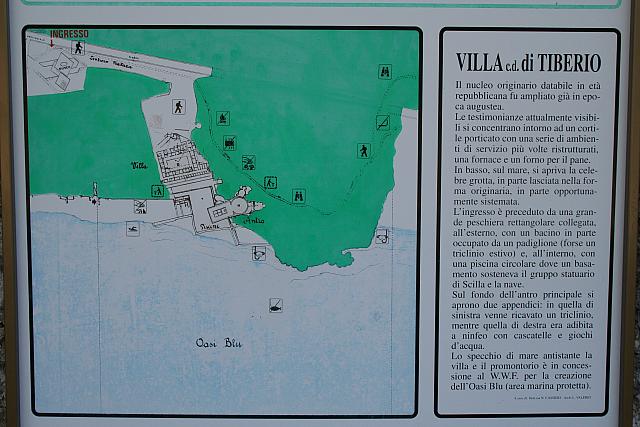 Pannello esplicativo della Villa di Tiberio
