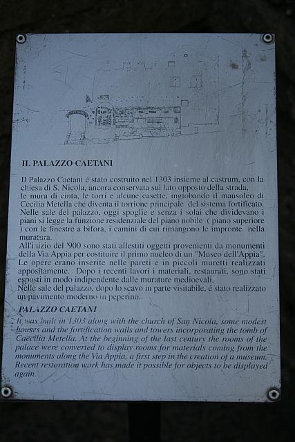 Pannello esplicativo del Palazzo Caetani