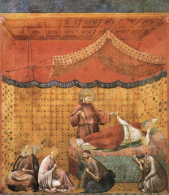 Francesco appare a Gregorio IX e con una fiala di sangue lo convince delle stimmate