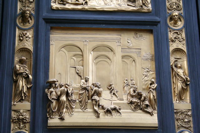 Ghiberti, Porta del Paradiso: 5/ Storie di Giacobbe ed Esaù