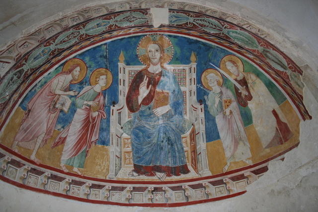 Abbazia di S.Giovanni in Venere, Cripta, abside di destra con Cristo fra Pietro, Paolo, Giovanni evangelista e Battista