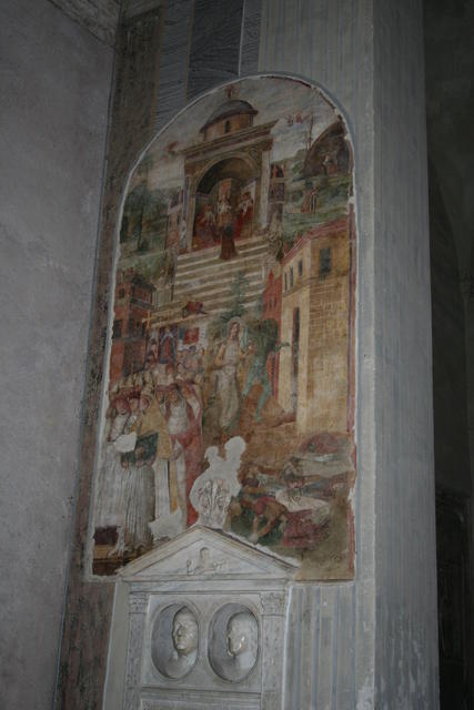 *Tomba di Antonio e Piero del Pollaiolo ed affresco della processione di Sisto IV per la fine della peste