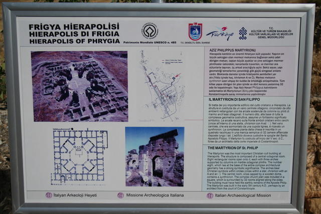 Gerapoli (Hierapolis): pannello esplicativo sul martirion di Filippo