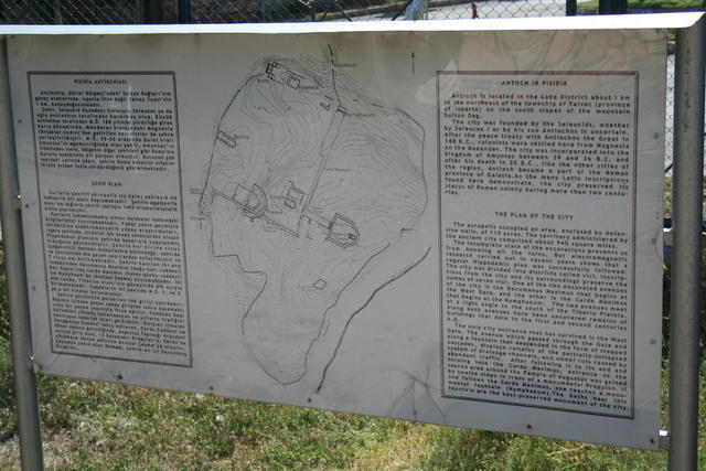 Antiochia di Pisidia, oggi Yalvaç: pianta di Antiochia e pannello esplicativo sulla storia della città