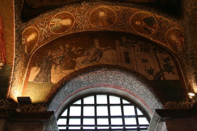 San Salvatore in Chora, esonartece, la Santa Famiglia, con Gesù adolescente, si reca a Gerusalemme
