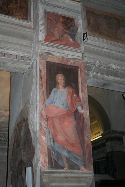 Santa Prassede: i dodici apostoli del Balducci sormontati da putti con tavolette con gli articoli del Credo degli Apostoli