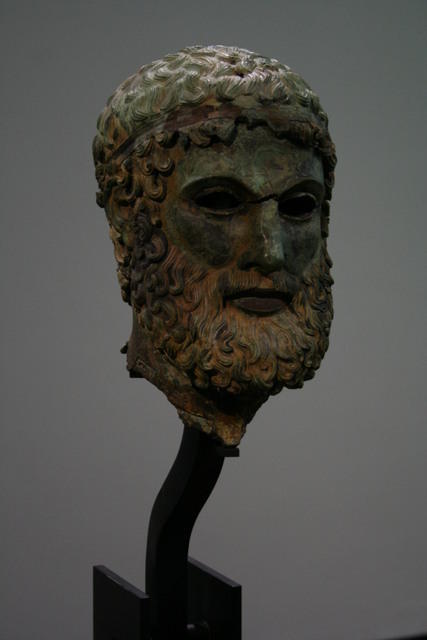 Reggio Calabria, Museo archeologico: una delle due teste bronzee rinvenuta a Porticello