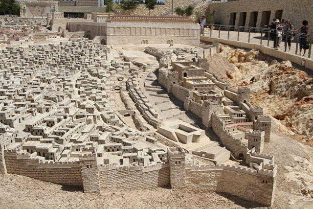 Plastico di Gerusalemme: la città di Davide con la piscina di Siloe