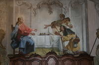 Refettorio dei monaci cistercensi con la Cena di Emmaus di Mattia Bortoloni
