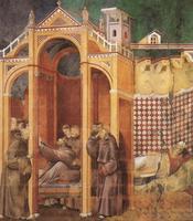Apparizione di Francesco al vescovo Guido ed a frate Agostino che muore contemporaneamente al santo