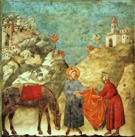 Francesco dona il suo mantello ad un cavaliere povero e decaduto