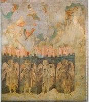 Cimabue, transetto sinistro, I quattro angeli e l'angelo che deve segnare con il sigillo di Dio i salvati