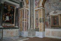 San Gregorio al Celio, Cappella Salviati: Madonna che parlò a San Gregorio e sull'altare la pala di San Gregorio (copia dall'originale del Carracci)