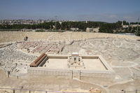 Plastico di Gerusalemme: il Tempio con i suoi diversi cortili e, a sinistra, il Portico di Salomone
