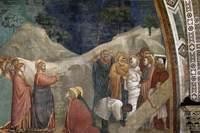 Giotto, Assisi, Basilica Inferiore, Cappella della Maddalena, La resurrezione di Lazzaro (aprire la foto per la spiegazione)